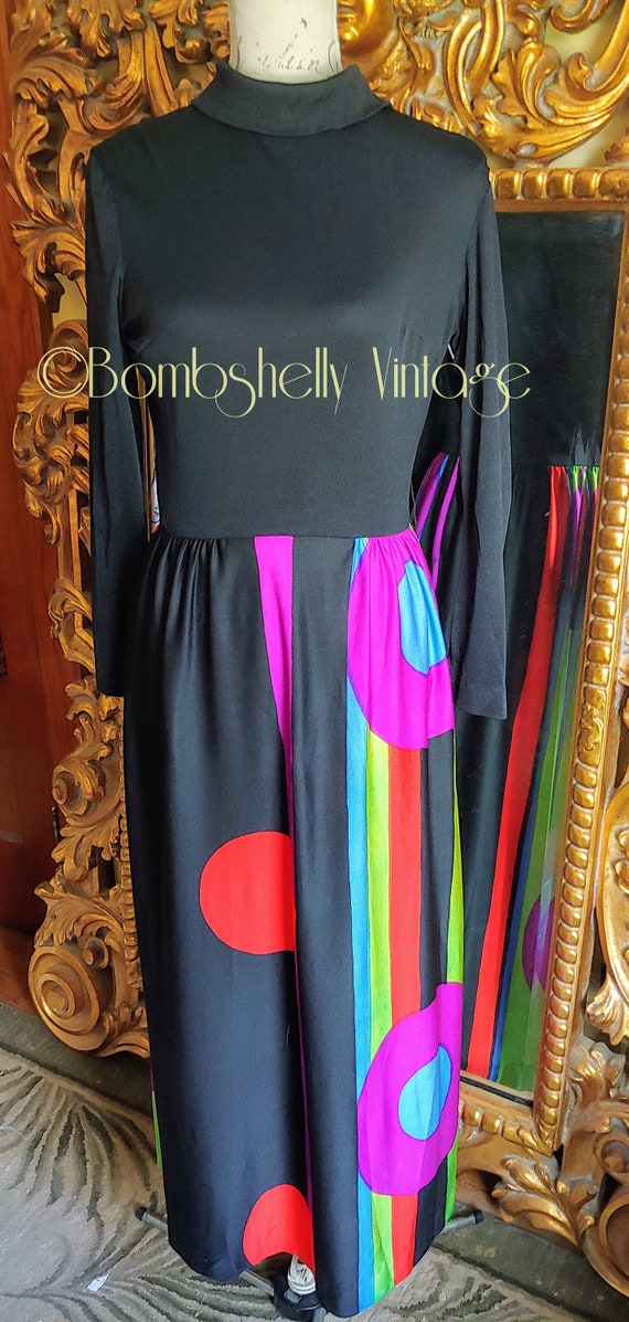 Vintage 60's Mod Colorful Geometic Maxi Dress