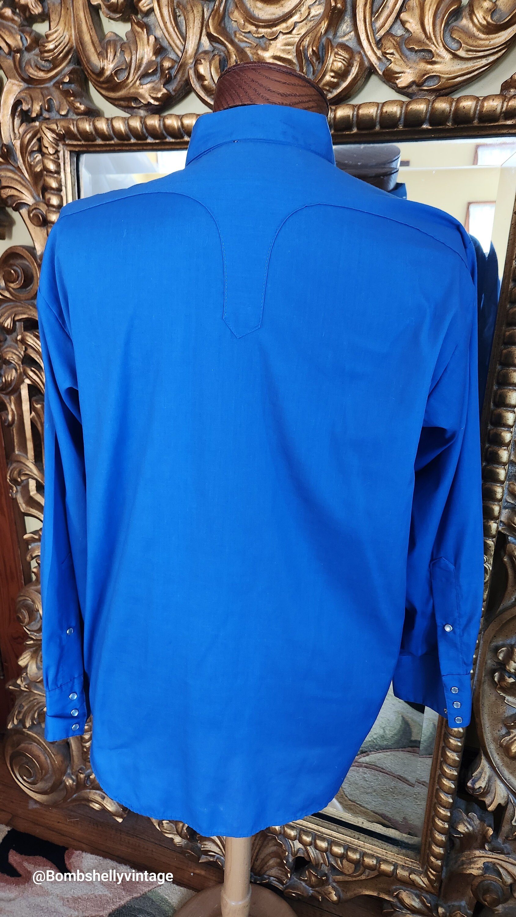 Vintage 70's Tru-west Rockmount Ranch Wear Cobalt Blue Western
