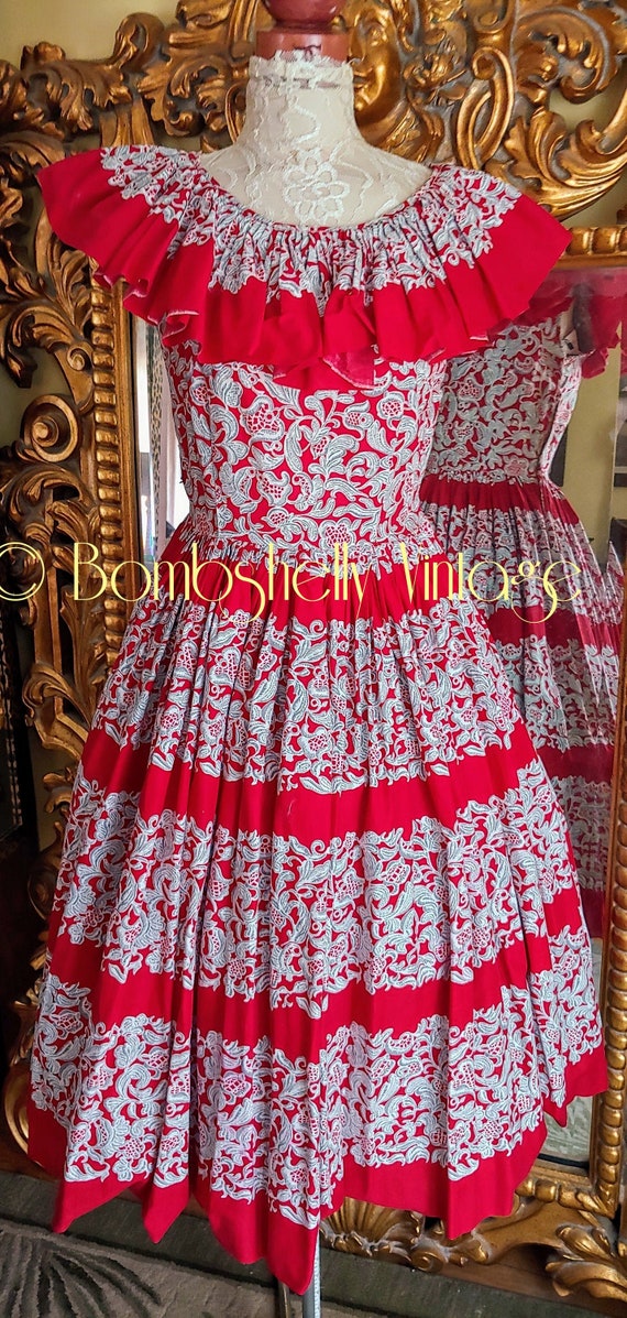 Vintage 50's Red and White Patio Dress