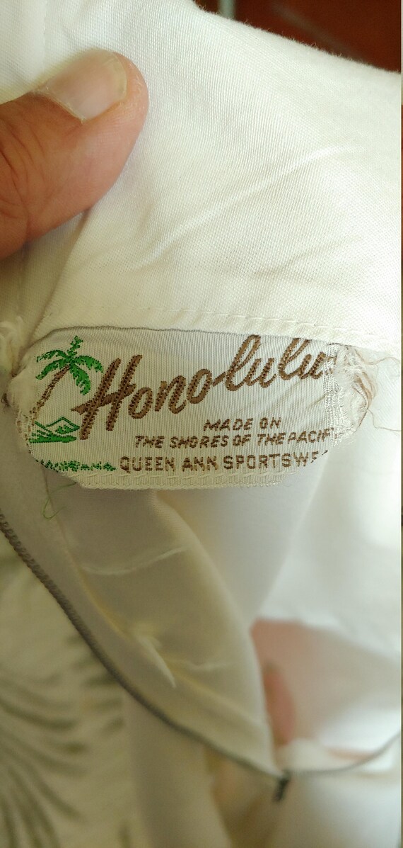 Vintage 60's Honolulu Queen Ann Sportswear White … - image 7