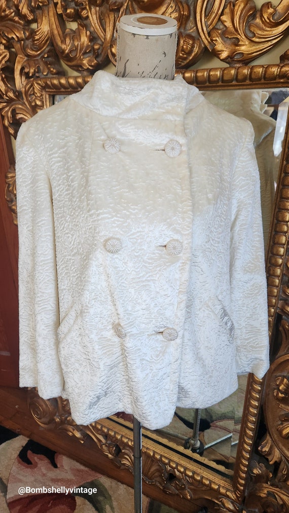 Vintage 60's Styles by Winter White Faux Persian … - image 1