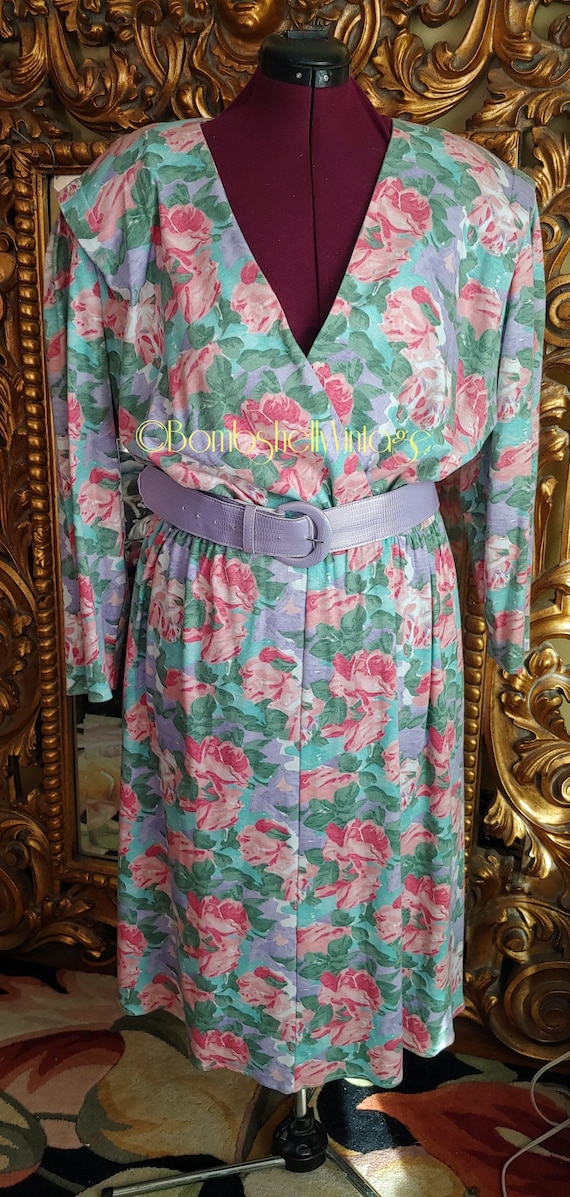 Vintage 80's Jessica Howard Soft Floral Plus Size