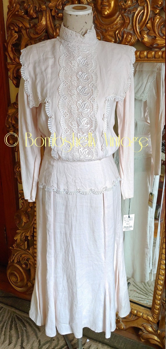 Vintage 80's Jessica McClintock Pale Pink 30's Sty