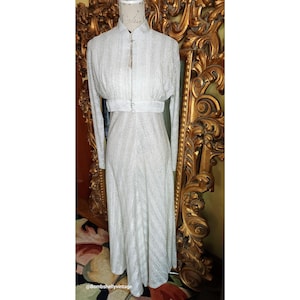 Vintage 70&#39;s Silver Super Wide Palazzo Jumpsuit with Cropped Jacket