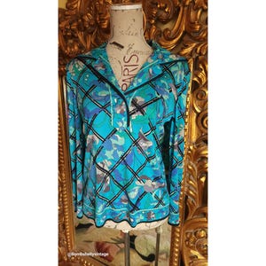 Vintage 60&#39;s Emilio Pucci Saks Fifth Avenue Blue Print Silk Jersey Top