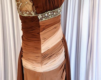 brown y2k dress Vintage Y2K Midi Slip Dress in Brown Pop Sick Vintage