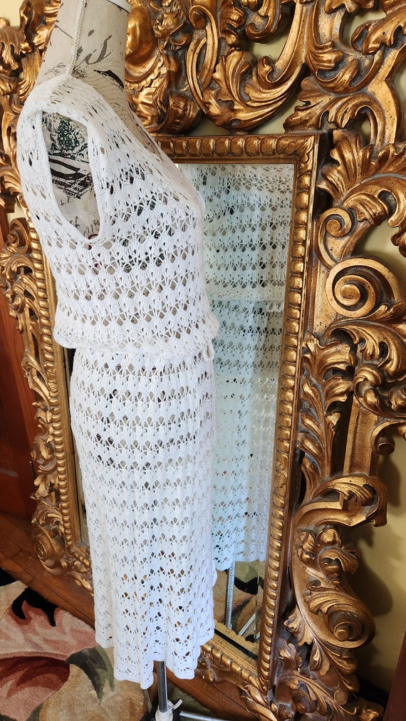 Vintage 70's White Crochet Dress - image 4