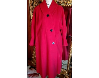 Vintage 50's Peerless Worumbo Wool Cherry Red Swing Coat