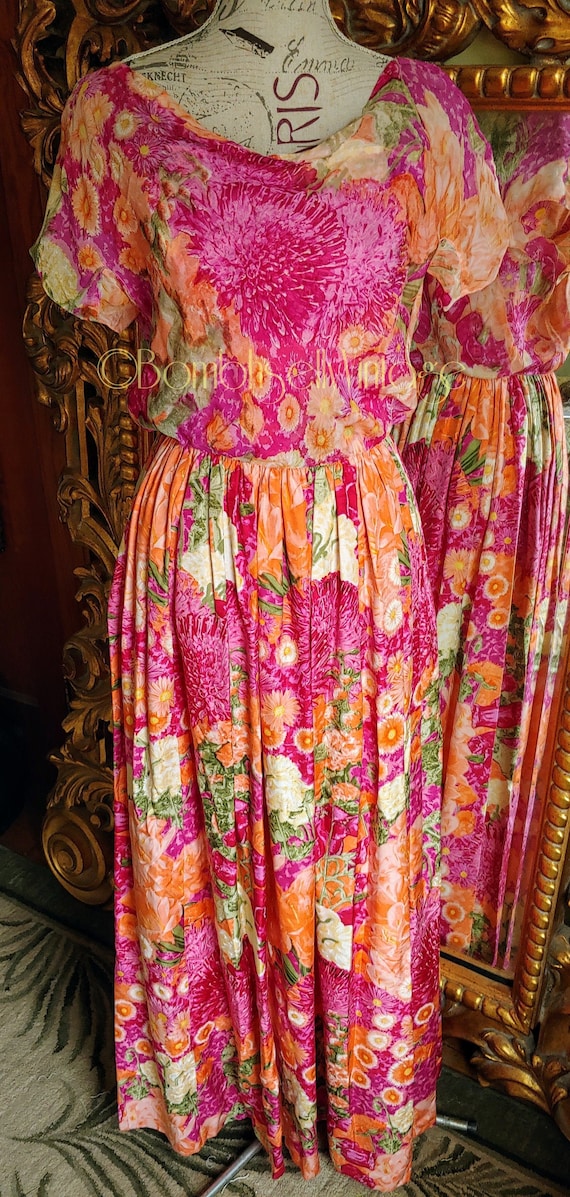Vintage 60's Designer Fernando Sarmi Vibrant Silk