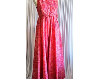 Vintage 60's Pink Abstract Super Wide Leg Jumpsuit