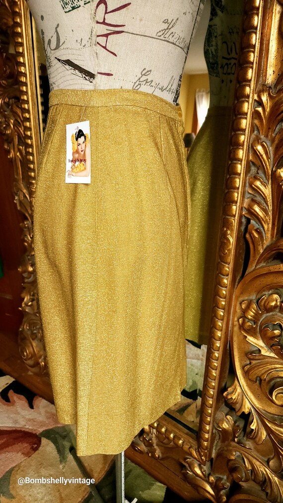 Vintage 60's Gold Lurex Pencil Skirt - image 2