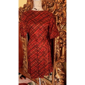 Vintage 50&#39;s Jerry Gilden Copper and Black Acetate Back Button Dress