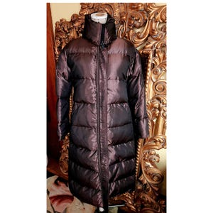 Vintage 70&#39;s Designer Bill Blass Eggplant Long Down Puffer Coat