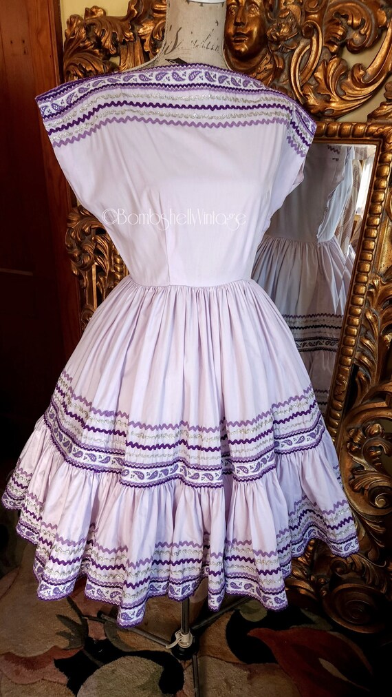 Vintage 60's Lavender Patio Dress Square Dance Dr… - image 1