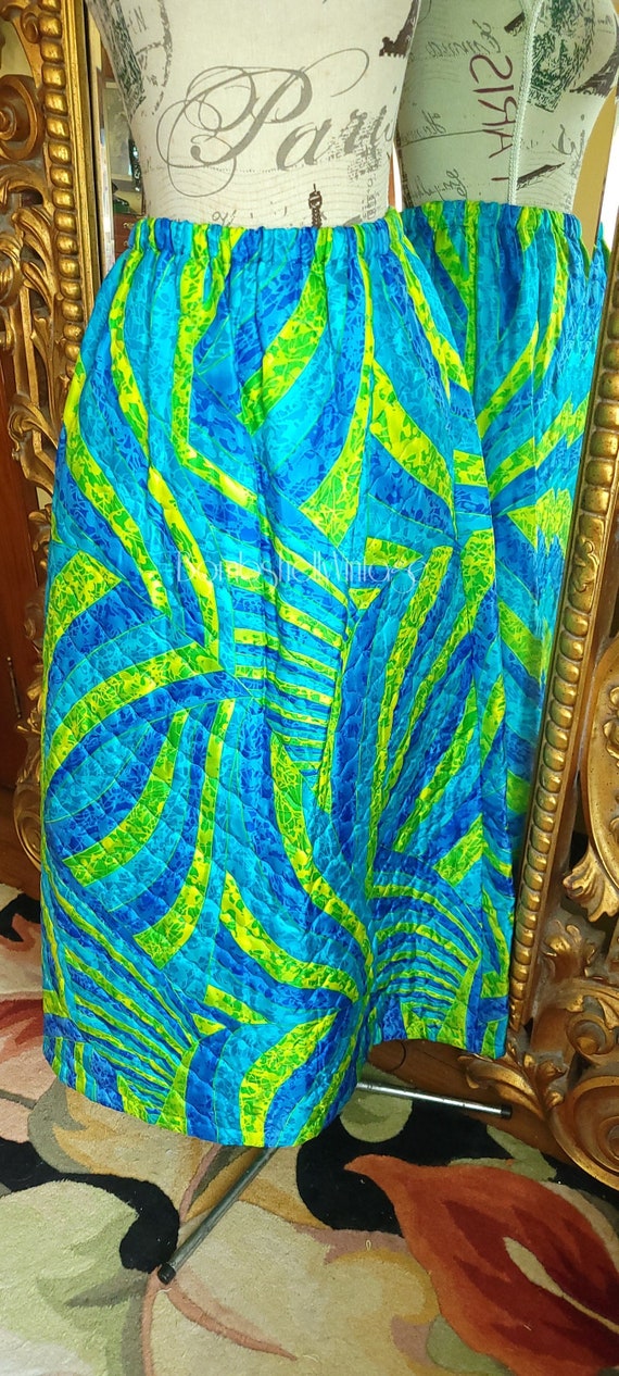 Vintage 60's Miss Elaine Green & Yellow Psychedli… - image 1