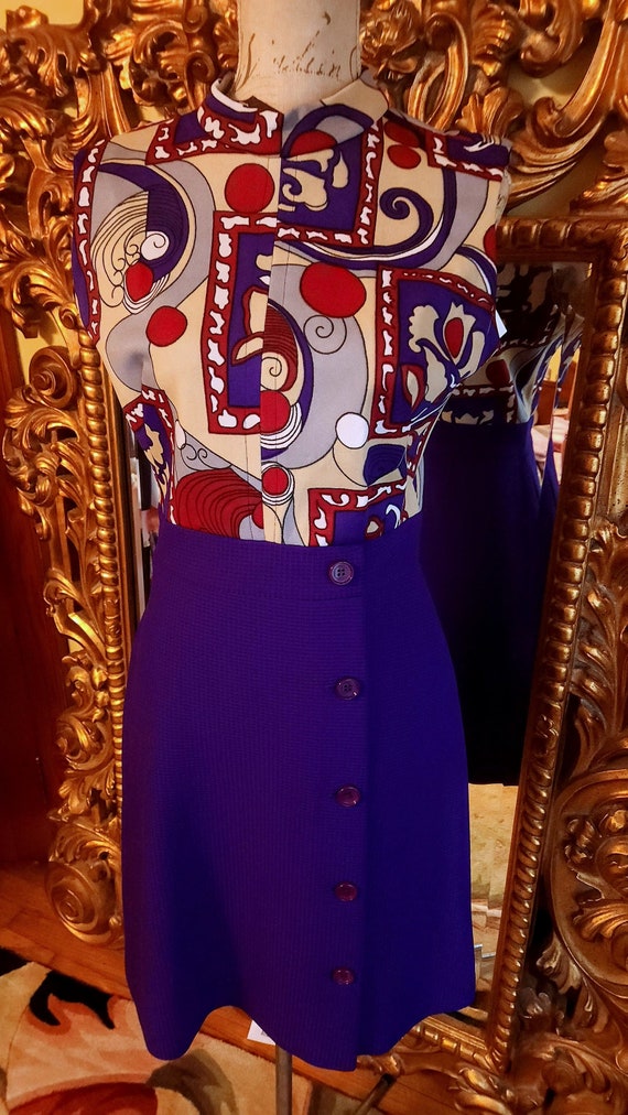 Vintage 60's Mod Purple Abstract Dress