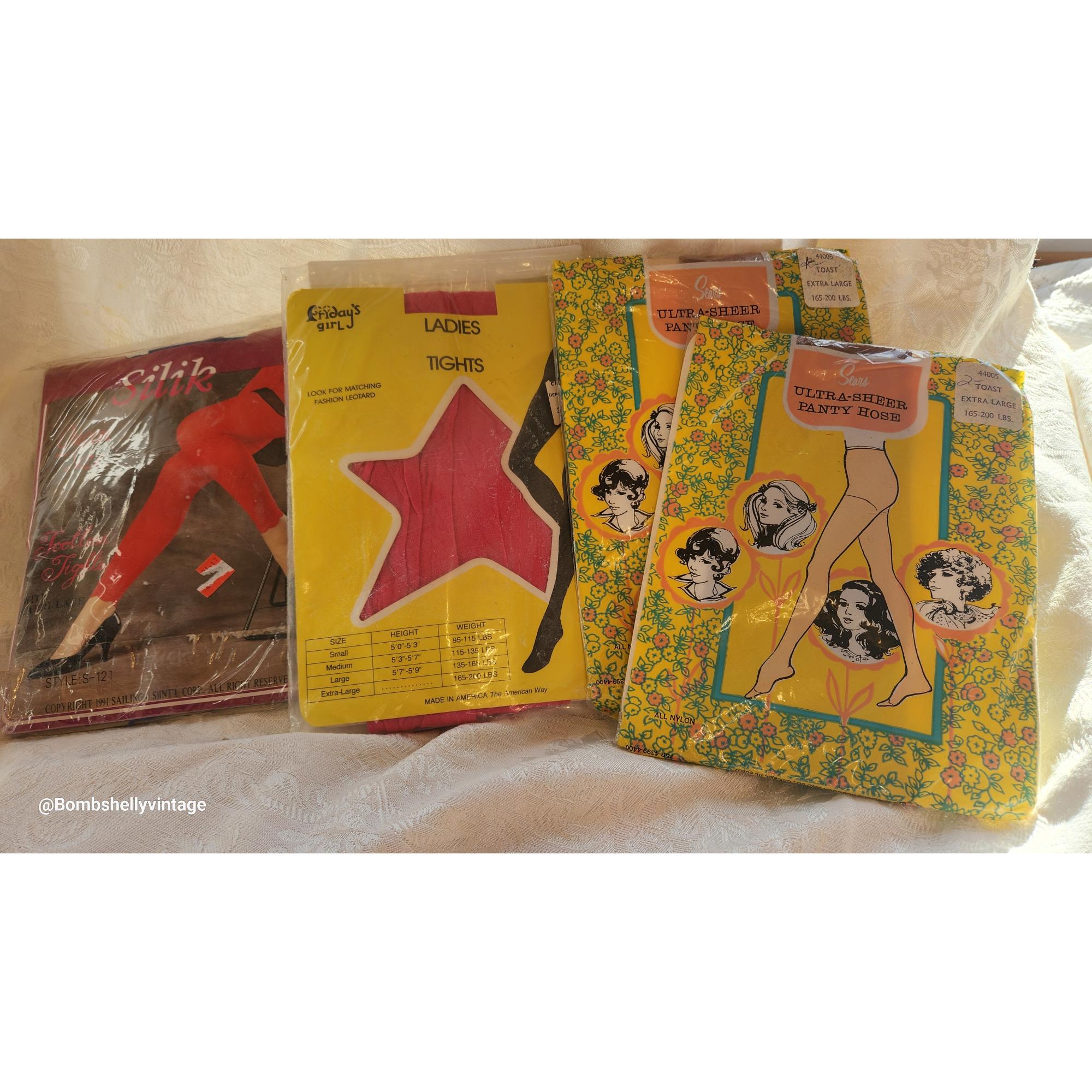 80年代当時物　ビンテージ　SKATERAGS XLサイズ ヴィンテージ 70 年代 Sears パンスト & 80 年代 タイツ 4 組 XL