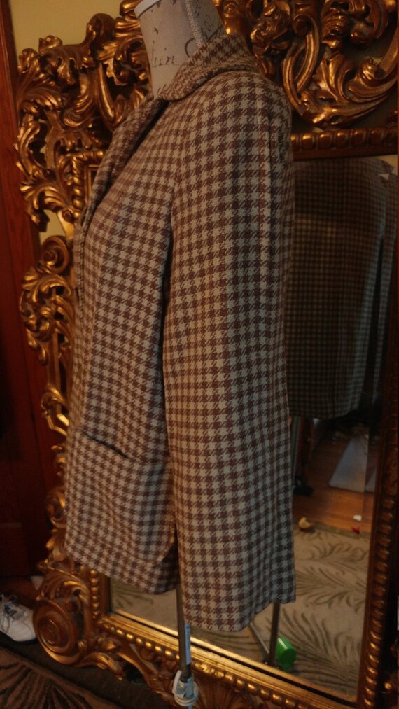 Vintage 40s/50s Brown Check Wool Blazer - image 4