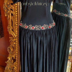 Vintage Early 40's Black Embroidered Evening Gown image 3