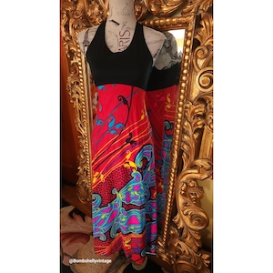Vintage 60&#39;s Berkleigh Juniors Psychedlic Halter Maxi Dress
