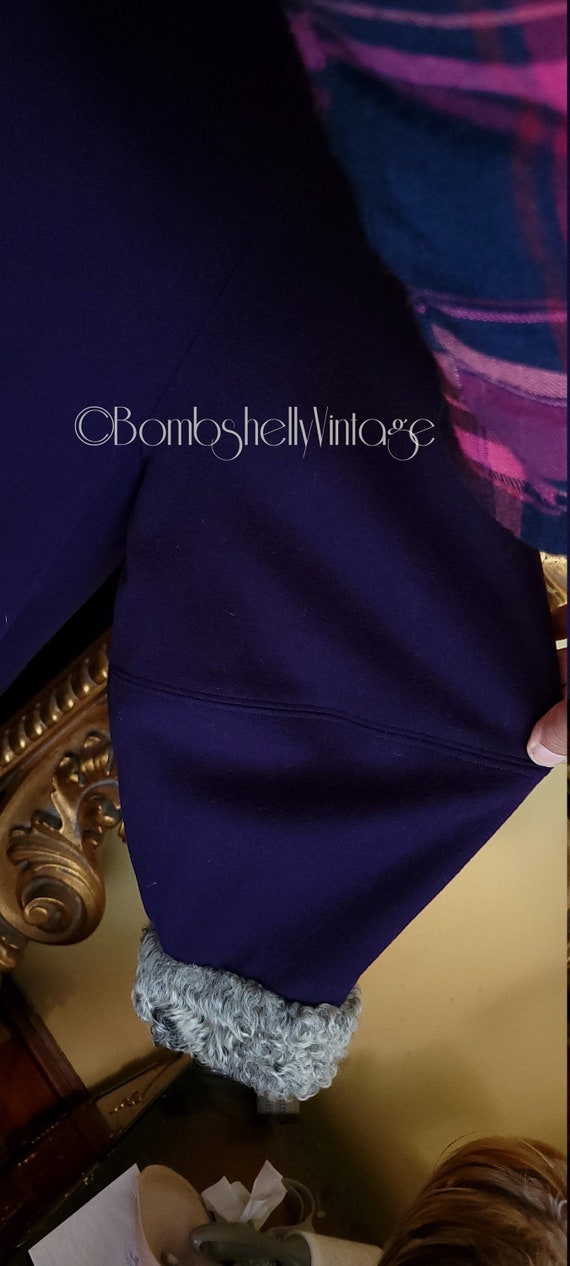 Vintage 40's Julliard Purple Wool Swing Coat with… - image 7