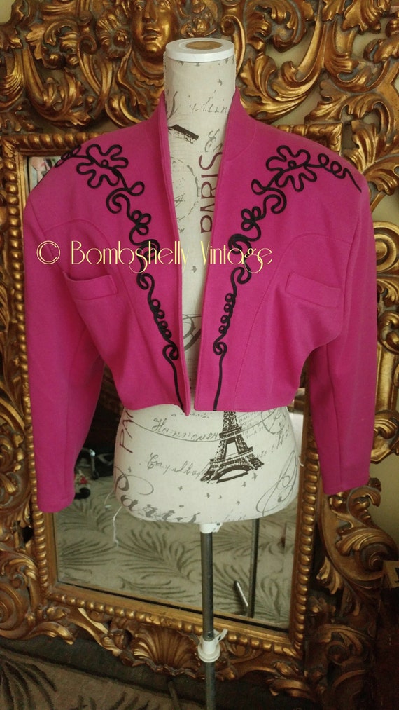 Vintage 1980's Forenza Fuschia with Black Soutache