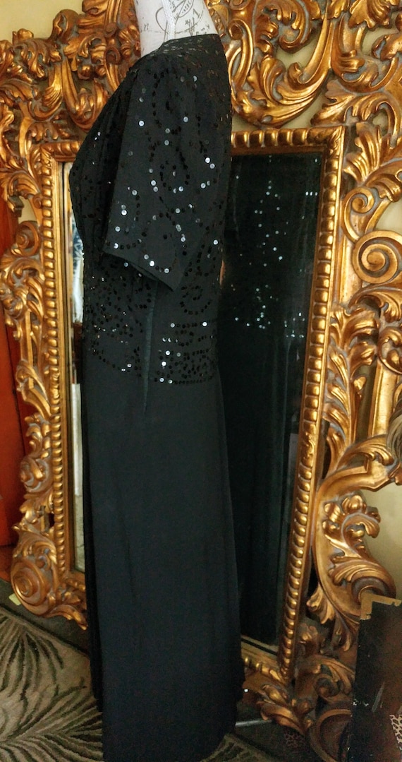 Vintage 1940's Black Crepe Sequin Dress - image 3