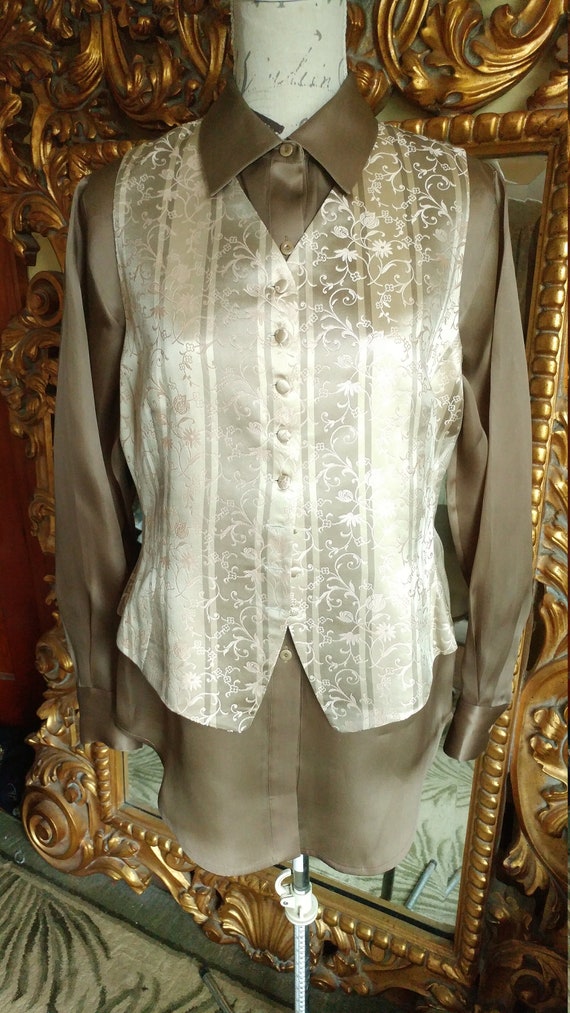 Vintage 1980's Designer Emanuel Ungaro Silk Vest … - image 8