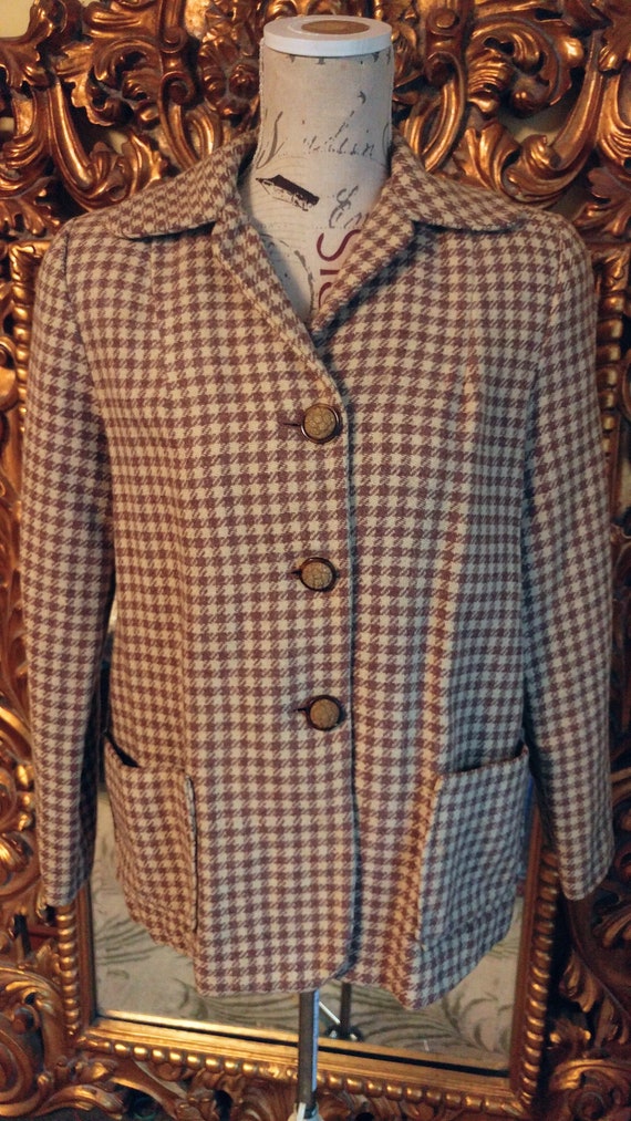 Vintage 40s/50s Brown Check Wool Blazer