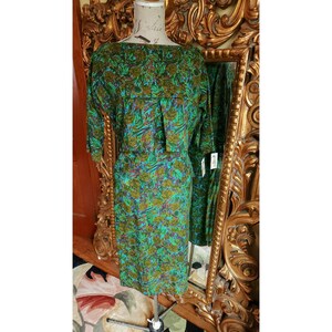 Vintage 50&#39;s Morlove Couturier Blouse Green Floral Skirt Set