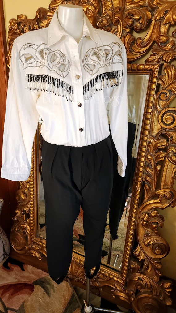 Vintage 80's Caché Black and White Western Style B