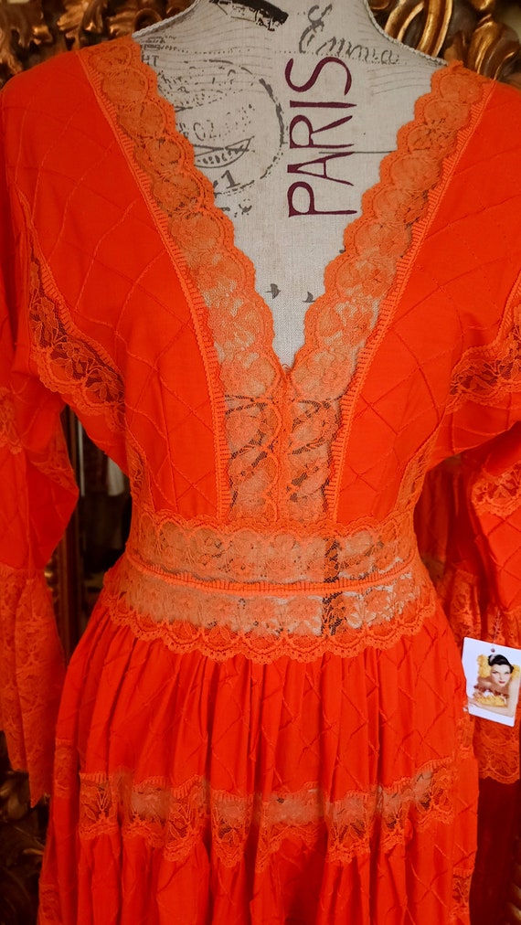 Vintage 60's Orange Mexican Wedding Dress - image 5