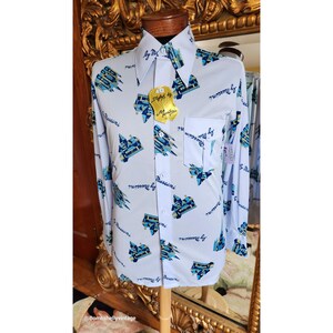 Vintage 70&#39;s Men&#39;s NWT By Martini Catherderal Print Disco Shirt Three colors and Multiple Sizes