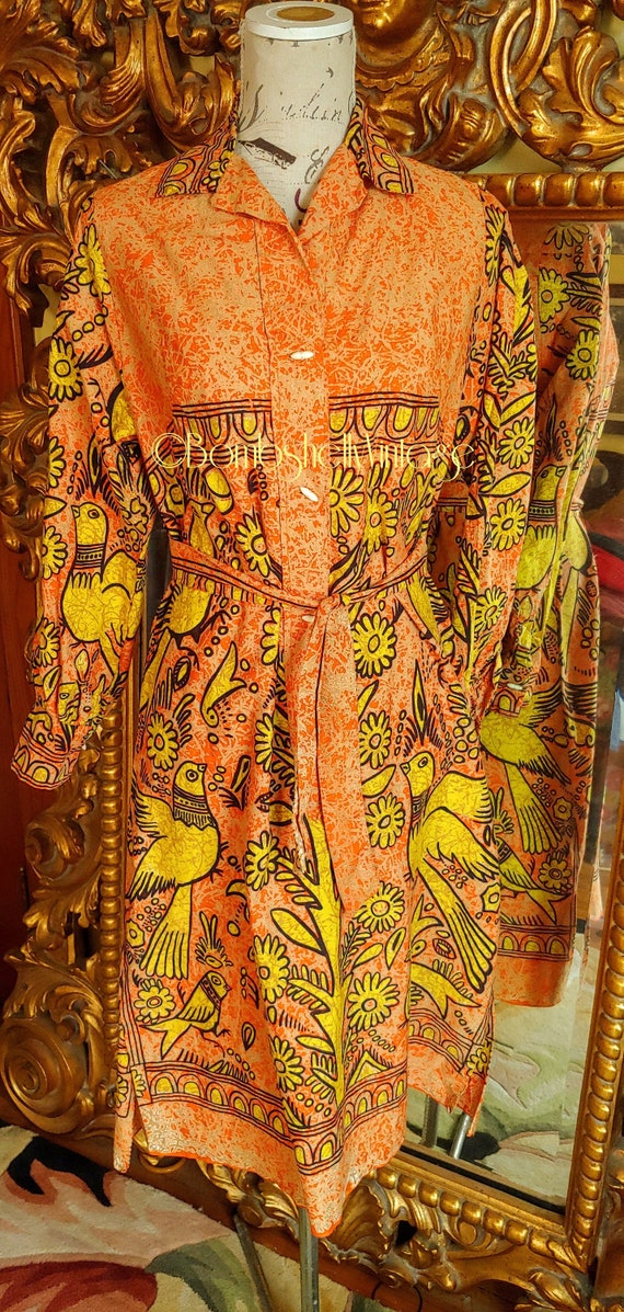 Vintage 70's Mod Orange and Yellow Bright Dove and