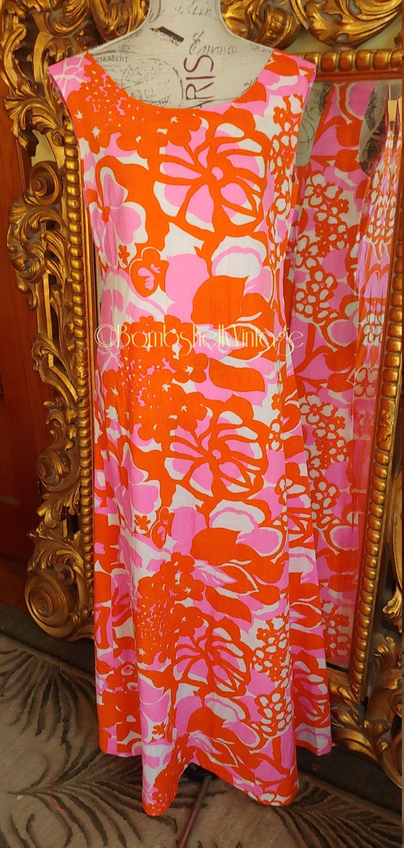 Vintage 60's Orange and Pink Mod Tropical Tiki Max
