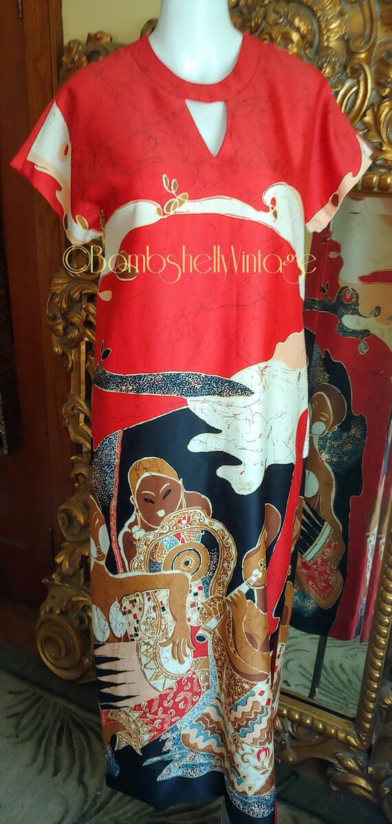 Vintage Tori Richards Tiki Maxi Dress