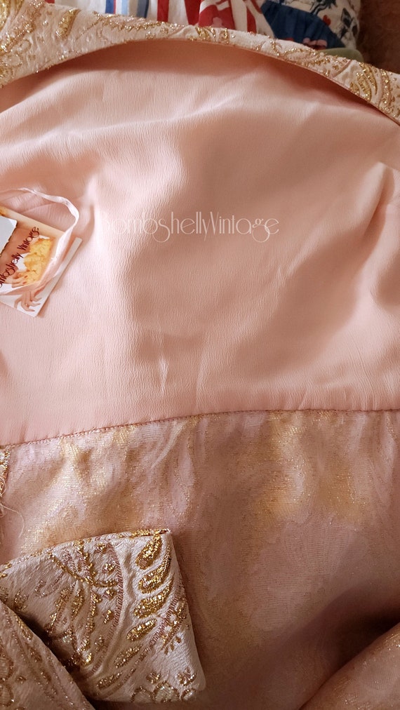 Vintage 60s Montaldos Pale Pink Silk Brocade Gown… - image 5