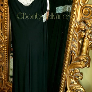 Vintage 70's Julie Miller Black Goddess Gown with Metallic Trim image 2