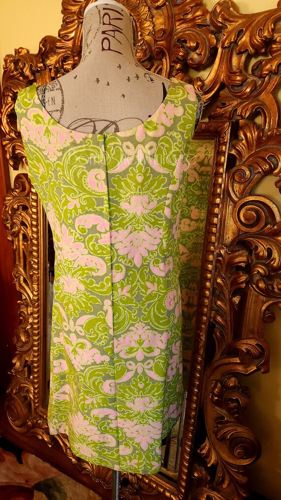 Vintage 60's Pink and Green Abstract Dress Set - image 7