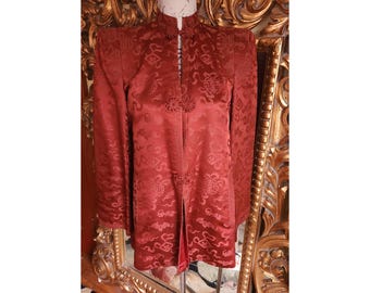 Vintage 40s Copper Asian Silk Swing Jacket