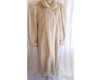 Vintage 80er Jahre Cremiger Pastell Blonder Nerzmantel