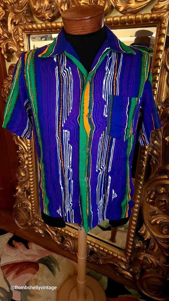 Vintage 60's Men's Alfred Shaheen Abstract Hand Sc