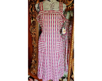 Vintage 40&#39;s Simplicity Frock Red Striped Sundress