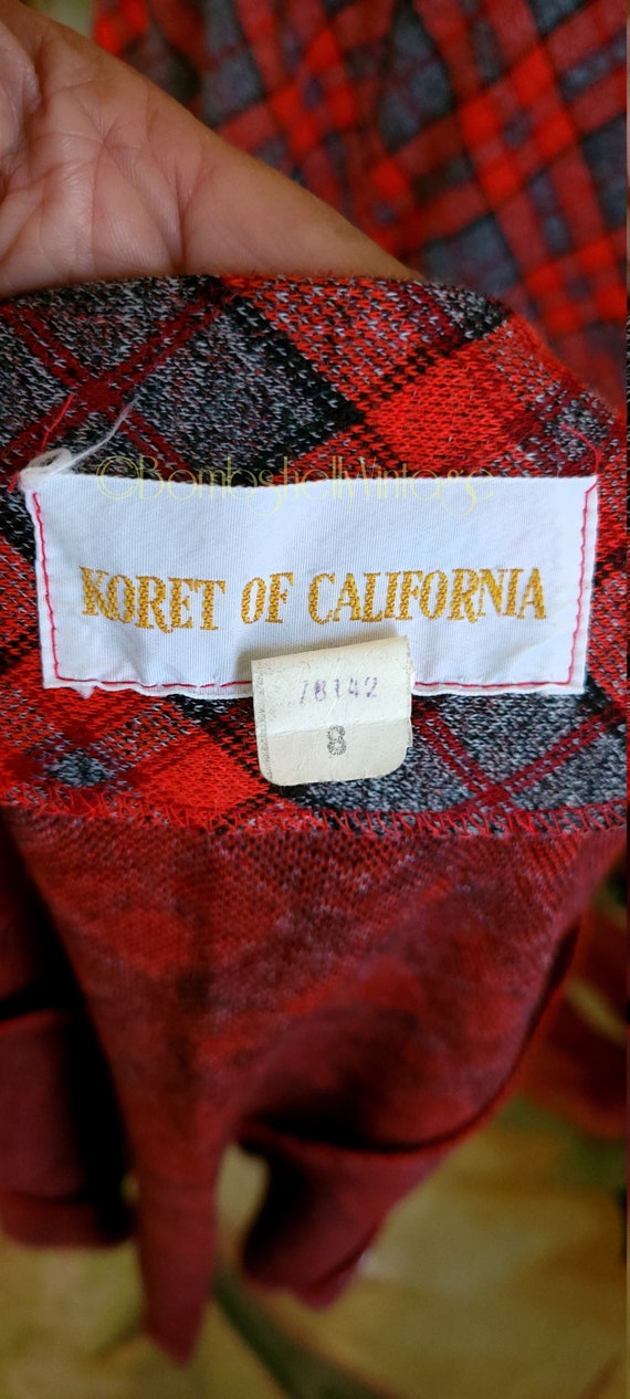 Vintage 60's Koret of California Mod Red Plaid Sk… - image 9