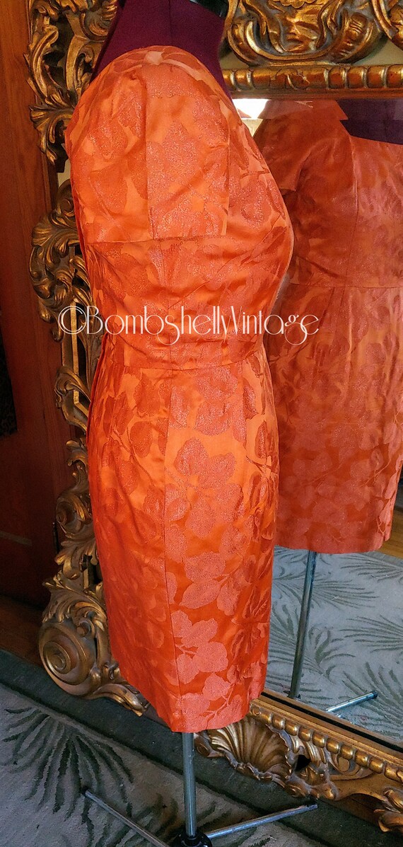 Vintage 50's Young Elegante Firery Orange Satin B… - image 2