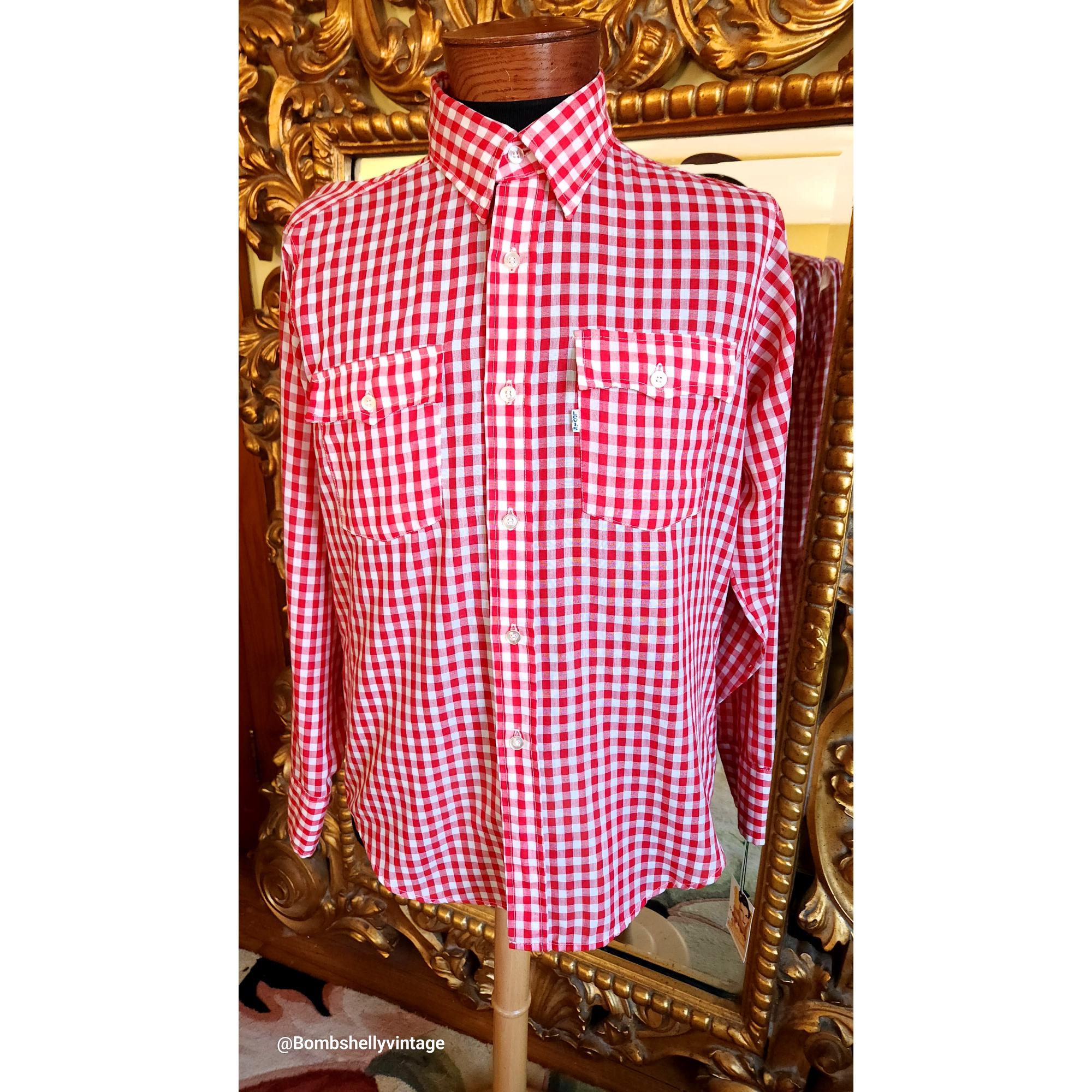 Vintage 70's Men's Levi's Red Gingham Check Western Style Vintage 70's Men's Levi's Red Gingham Check Western Style