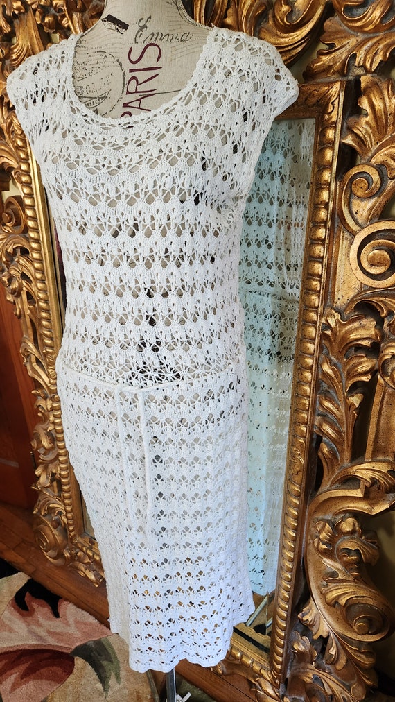 Vintage 70's White Crochet Dress - image 5