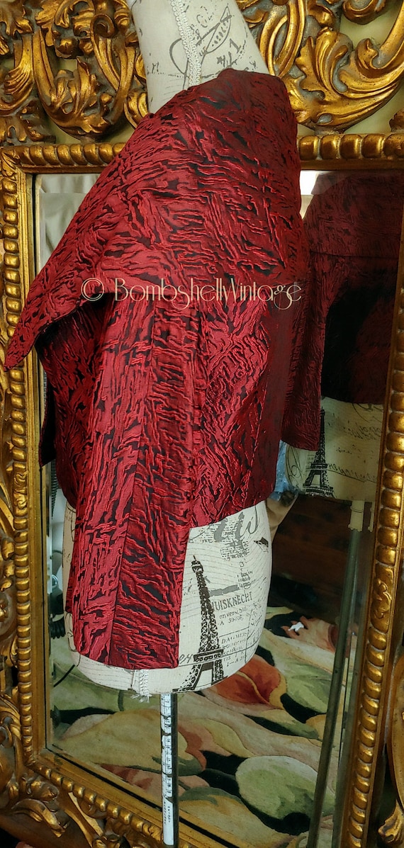 Vintage 50's Mr. Rocco Red and Black Brocade Suit… - image 2