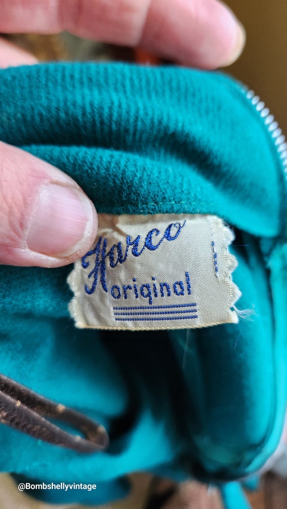 Vintage 50's Harco Original Teal Green Wool Day D… - image 8