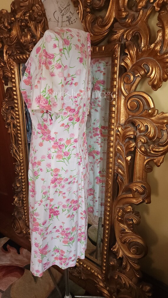 Vintage 60's Pink Cornflower Cotton Day Dress - image 2